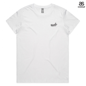 Women’s Tee with Black Logo – White